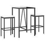 vidaXL 5 Piece Patio Bar Set with Cushions - Black Poly Rattan & Tempered Glass Top Table, Cream White Cushions, for Garden/Patio
