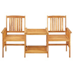 vidaXL Rustic Solid Acacia Wood Bistro Set with Tea Table and Cushions, Comfortable Outdoor Patio Chairs, User-Friendly Garden Furniture.