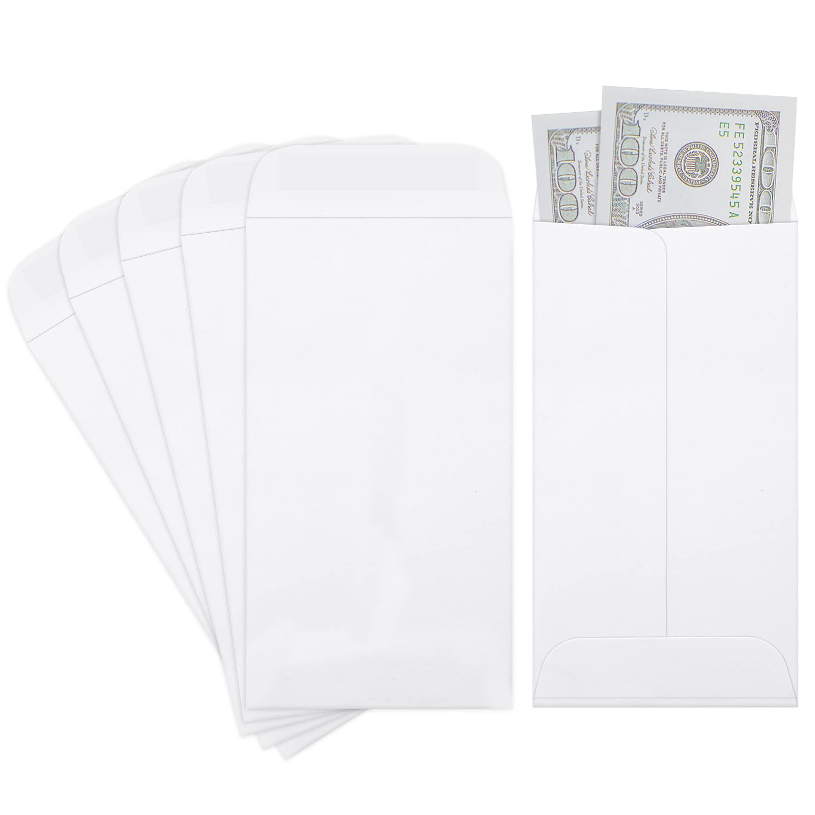 Valbox 3.5X6.5 Money Envelopes, White Kraft #7 Coin Envelopes, Small Parts Envelope With Gummed Flap For Seed, Cash, Budgeting (