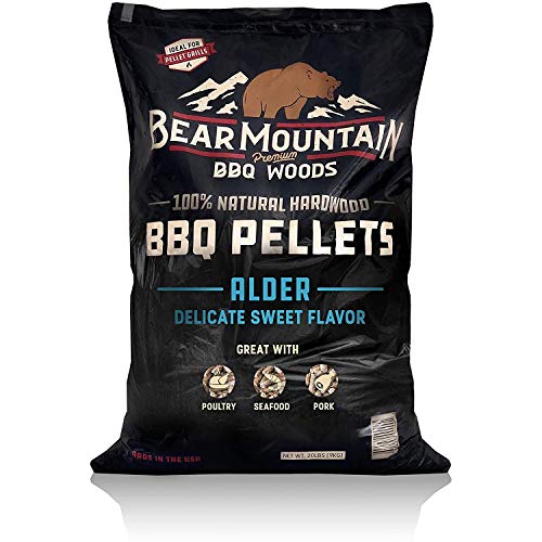 Bear Mountain Premium Bbq Woods 100% All-Natural Hardwood Pellets - Alder Wood (20 Lb. Bag) Perfect For Pellet Smokers, Smoky Wo