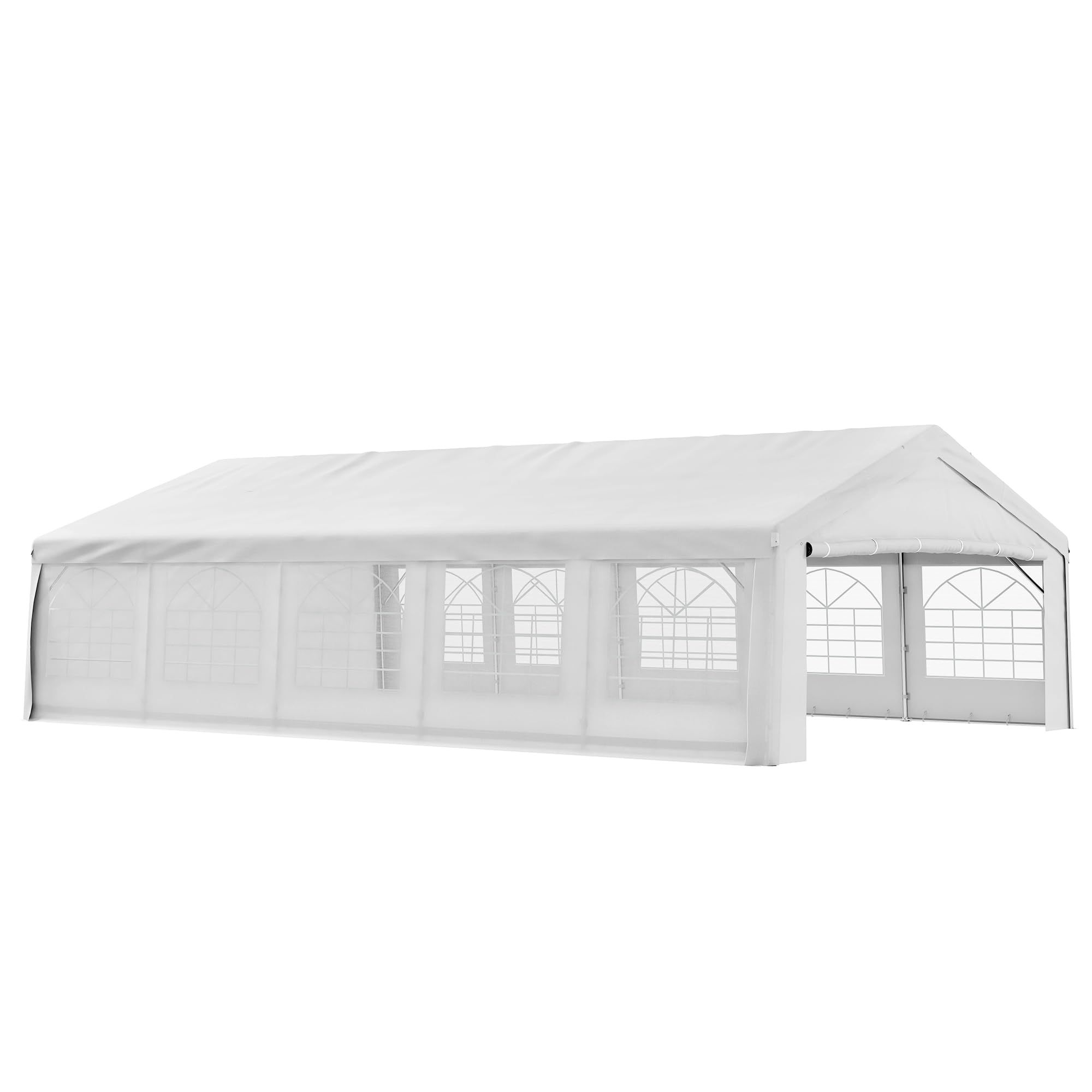 Outsunny 20' X 32' Heavy Duty Party Tent & Carport With Removable Sidewalls And Double Doors, Large Canopy Tent, Sun Shade Shelt