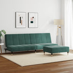 vidaXL 2 Seater Sofa Bed with Footstool Dark Green Velvet