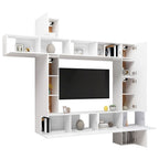 vidaXL TV Cabinet Set 9 Piece Home Living Room Bedroom Furniture HiFi Stereo Cabinet TV Stand Media Unit Entertainment Center Engineered Wood White