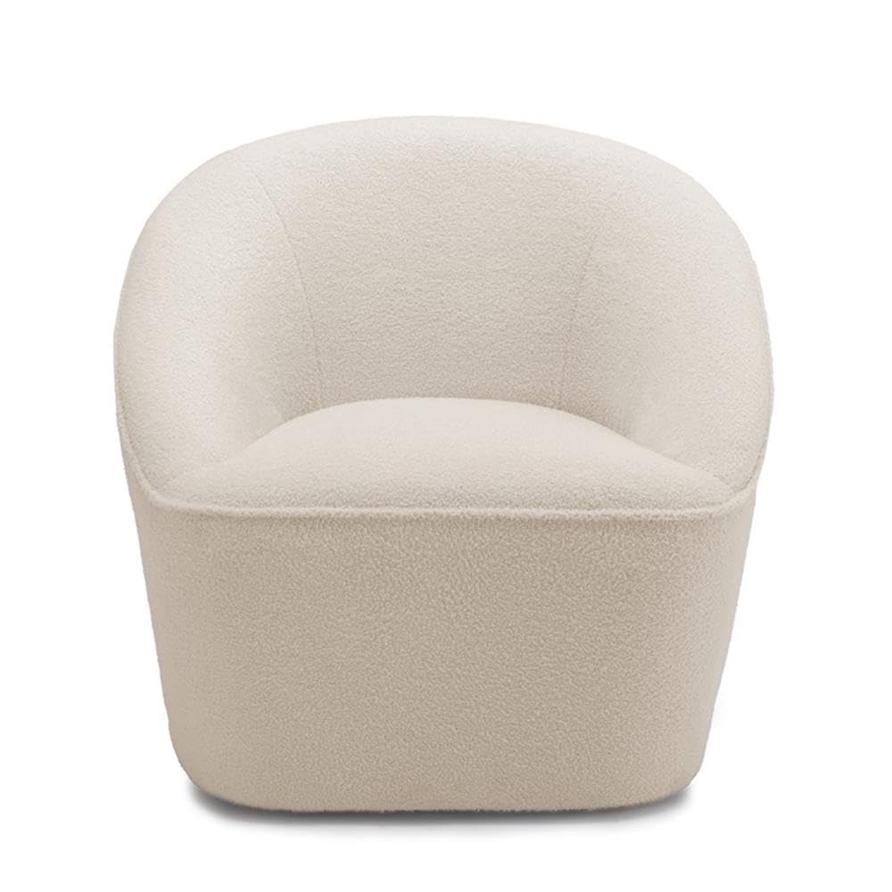 Comfort Pointe Andria Milky White Textured Polyester Boucle Fabric Swivel Accent Chair