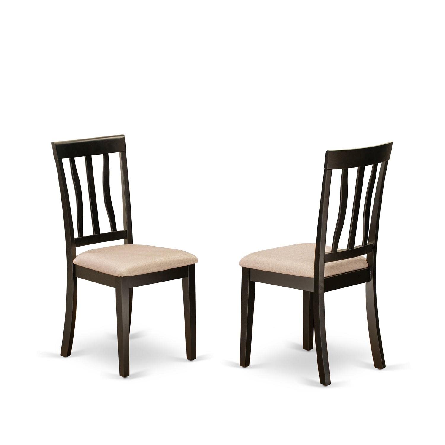 East West Furniture ANTI3-CAP-C 3 Piece Dining Room Table Set Contains a Round Kitchen Table with Pedestal and 2 Linen Fabric Upholstered Dining Chairs, 36x36 Inch, Cappuccino