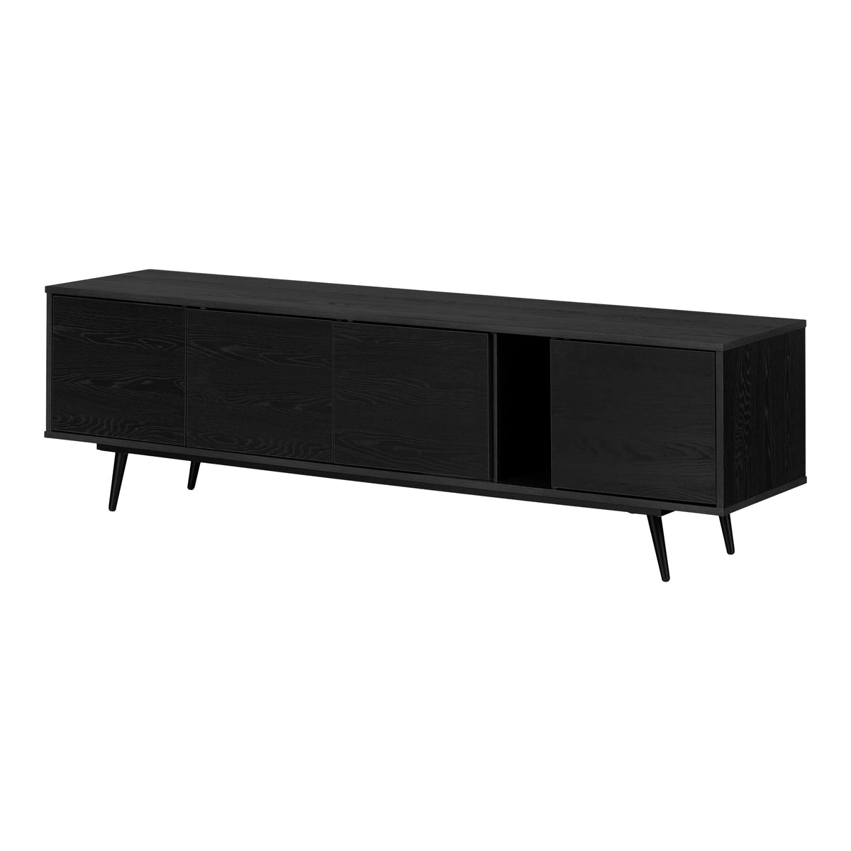 South Shore Mezzy Tv Stand With Doors, Black Oak