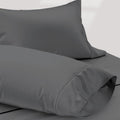Texas Linen Co. 100% Egyptian Cotton Pillow Cases Standard/Queen Size Set Of 2 - Luxury 1200 Thread Count Sateen Dark Grey Pillo