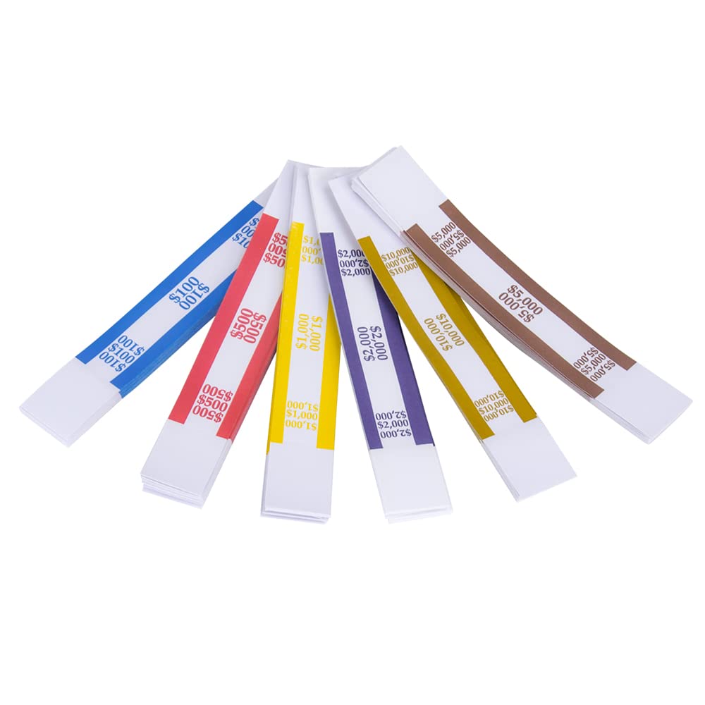 Naturalabel 300 Assorted Currency Straps Self Sealing Money Bands Pack 300