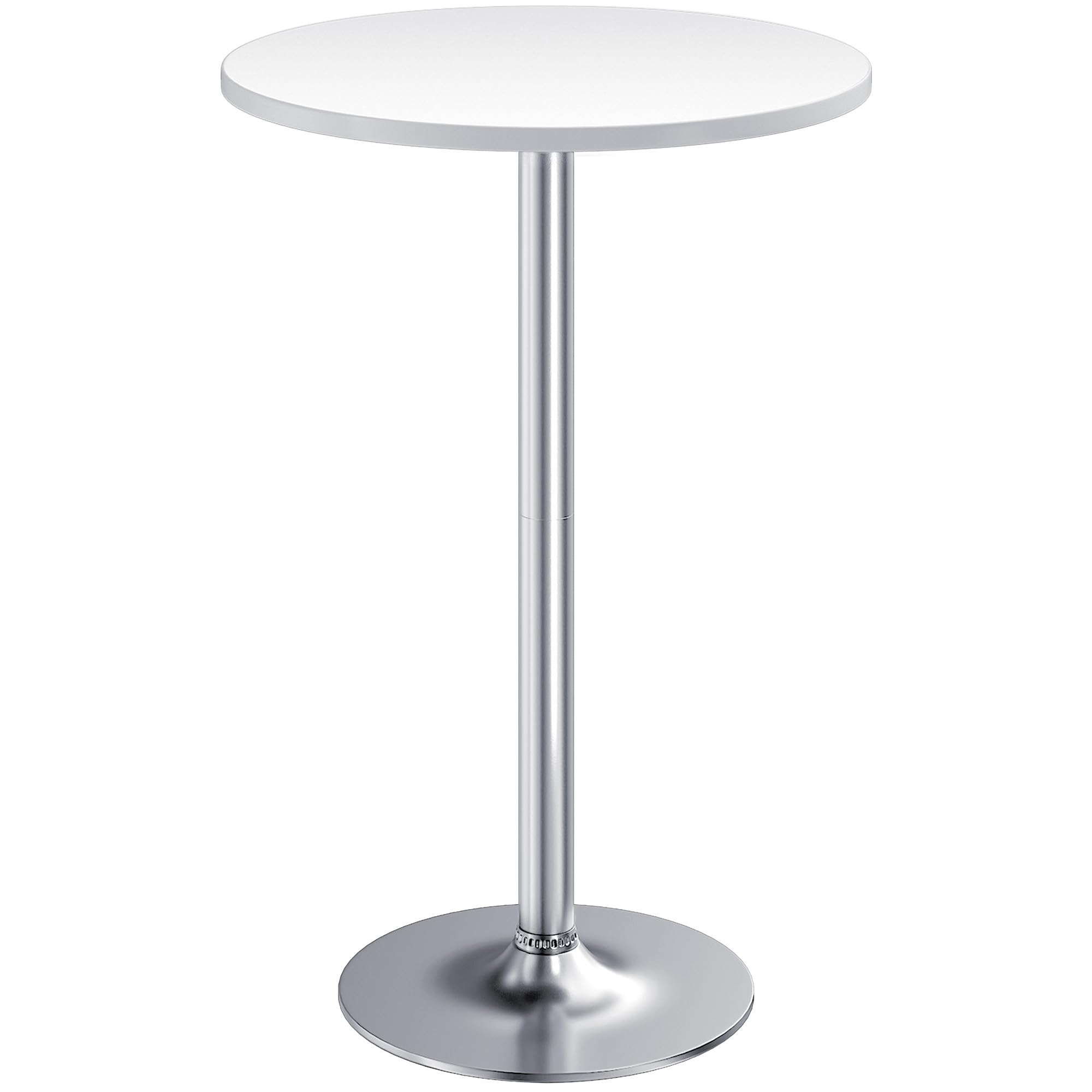Furmax Bistro Pub Table Round Bar Height Cocktail Table Metal Base Mdf Top Obsidian Table 23.8-Inch Top, 39.5-Inch Height (White-2, 1-Pack)