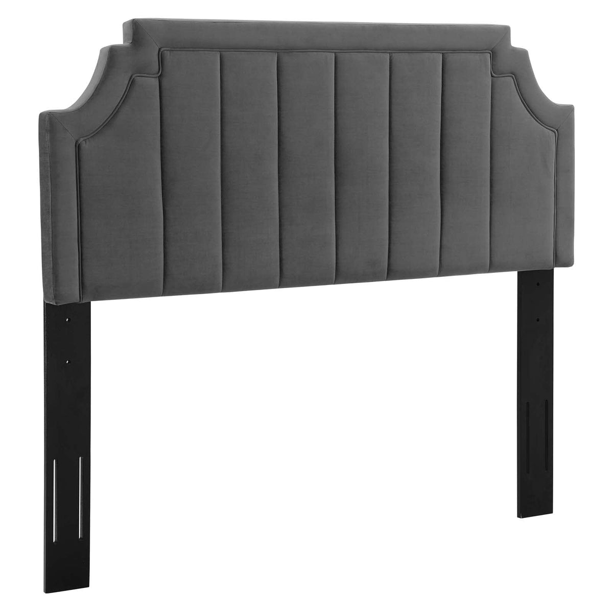 Modway Alyona Channel Tufted Performance Velvet Headboard, Full/Queen, Charcoal