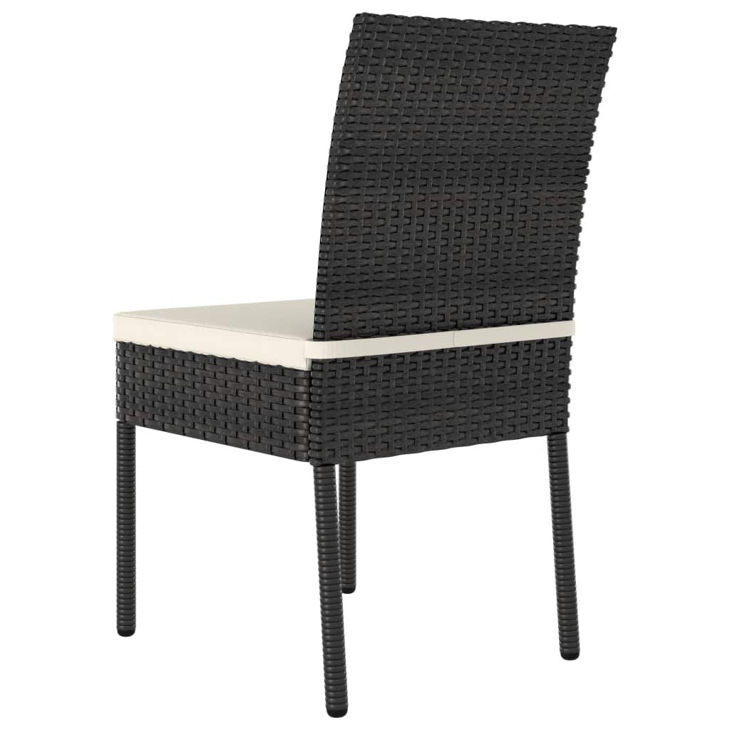 vidaXL Patio Dining Chairs (Set of 2) - Modern Design Poly Rattan Outdoor Chairs with Powder-Coated Steel Frames and Comfortable Cushions, Weather-Resistant and Lightweight - Black
