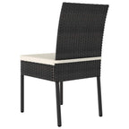 vidaXL Patio Dining Chairs (Set of 2) - Modern Design Poly Rattan Outdoor Chairs with Powder-Coated Steel Frames and Comfortable Cushions, Weather-Resistant and Lightweight - Black