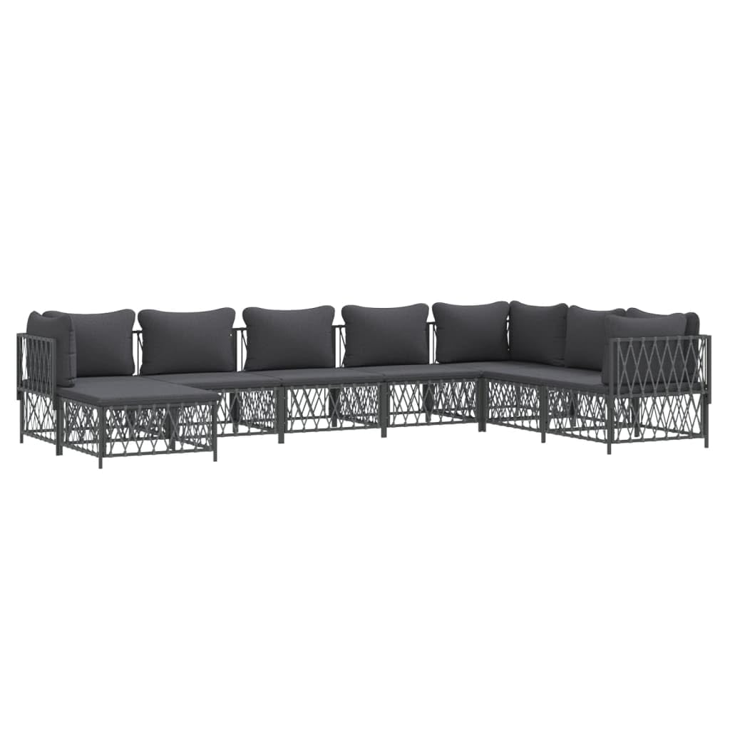 vidaXL Patio Lounge Set, Steel and Woven Fabric, Anthracite, Modular Design, Weather-, Easy Assembly, 6 Pieces with Cushions Inc