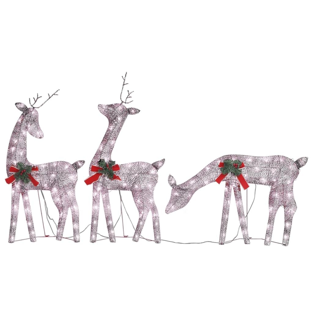 Vidaxl Christmas Reindeer Family 106.3 Inch X2.8 Inch X35.4 Inch  Gold Warm White Mesh