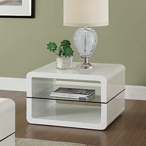 Coaster Home Furnishings Square 2-Shelf End Table Glossy White