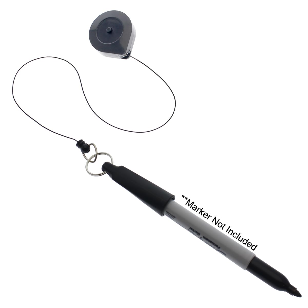 2 Pack - Retractable Pen Holder (Marker & Carpenter Pencil Compatible) 'Stay Open' Ratcheting Pull Cord - Belt Clip Reel & Sma