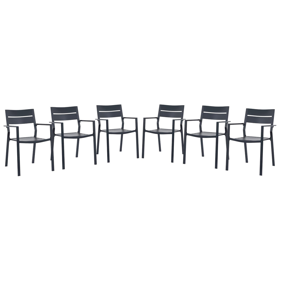 Vicllax Patio Stackable Chairs Set For 6, Metal Outdoor Dining Chairs For Garden Backyard Lawn Deck Support 300 Lbs, Grey Frame
