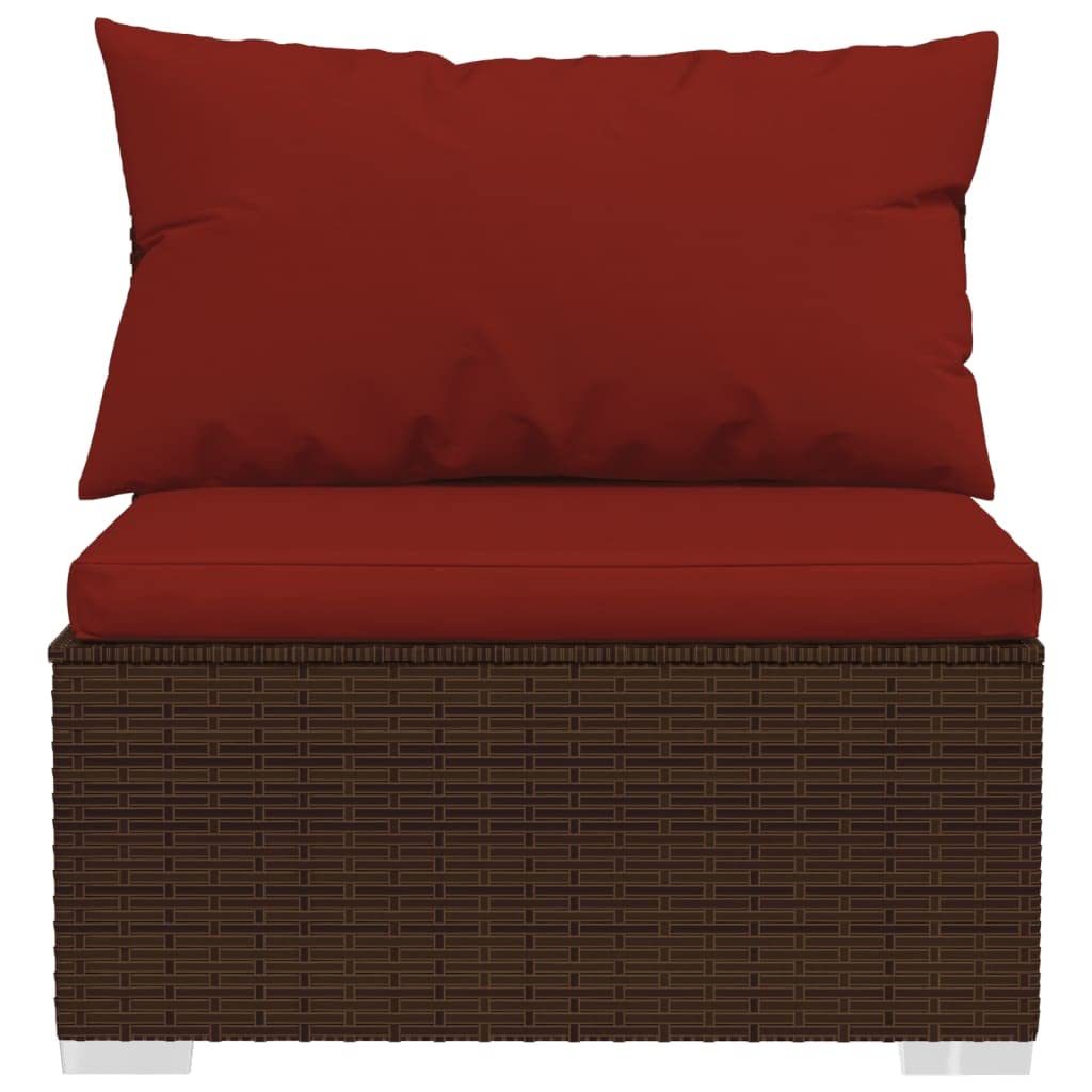 vidaXL 5-Piece Patio Lounge Set - Poly Rattan Outdoor Furniture with Comfortable Cushions and Modular Design, Brown