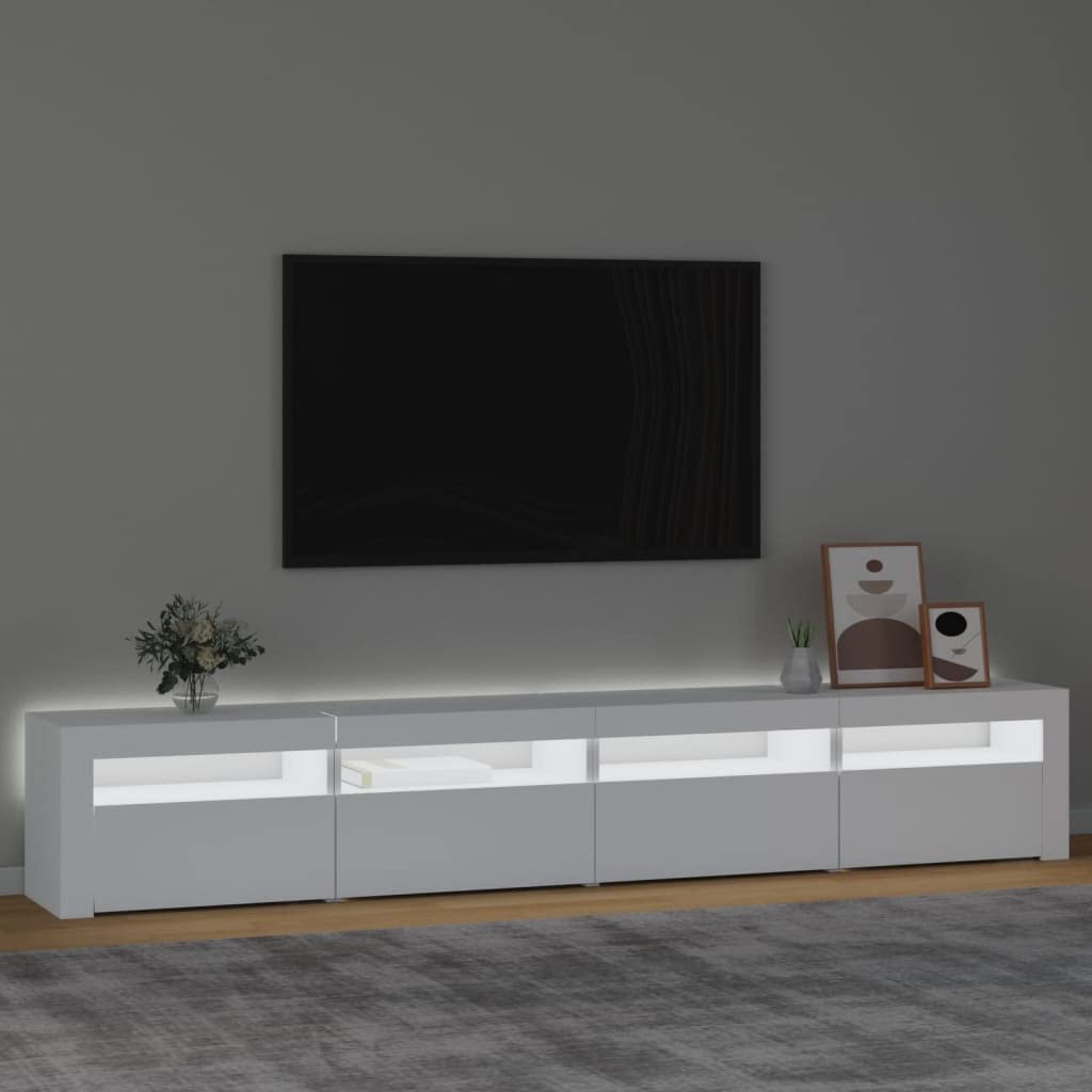 vidaXL TV Cabinet with LED Lights Home Bedroom Living Room Entertainment Center HiFi Side Cabinet TV Console Stand Media Unit Furniture White