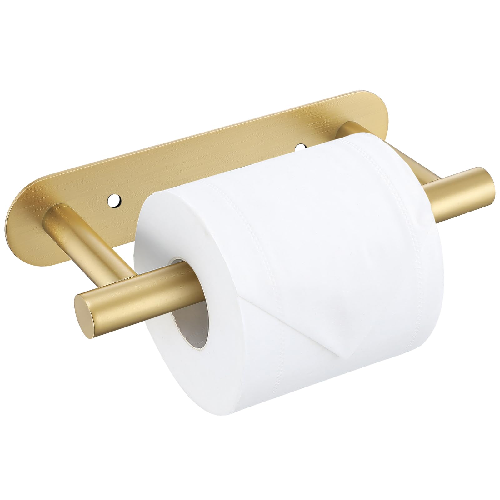 Brushed Gold Toilet Paper Holder, Upgraded SUS304 Stainless Steel Toilet Roll Holder, Modern Double Base Paper Towel Holder Wall