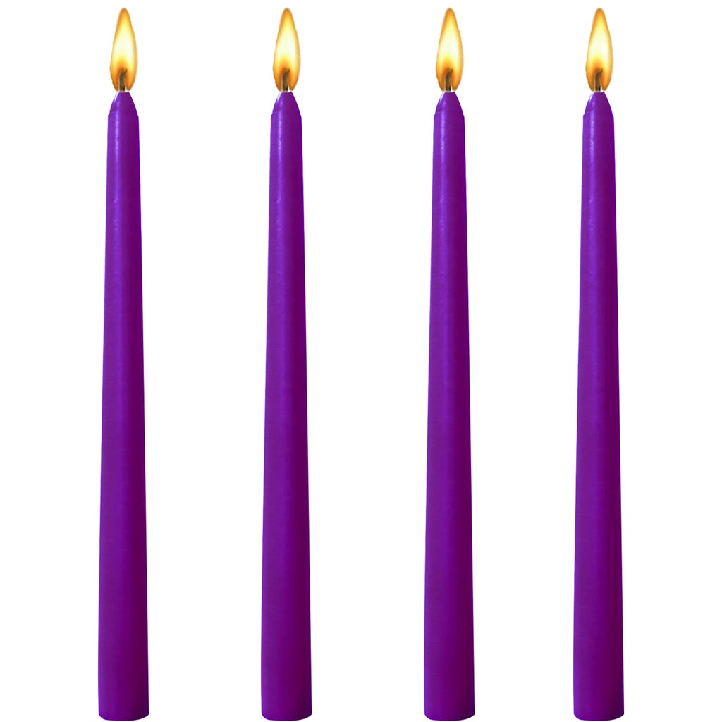 10 inch Purple Taper Candles-Set of 4 Tapered Candle, Tall Candlesticks,Home Dinner Candle, Party, Wedding, Halloween, Christmas