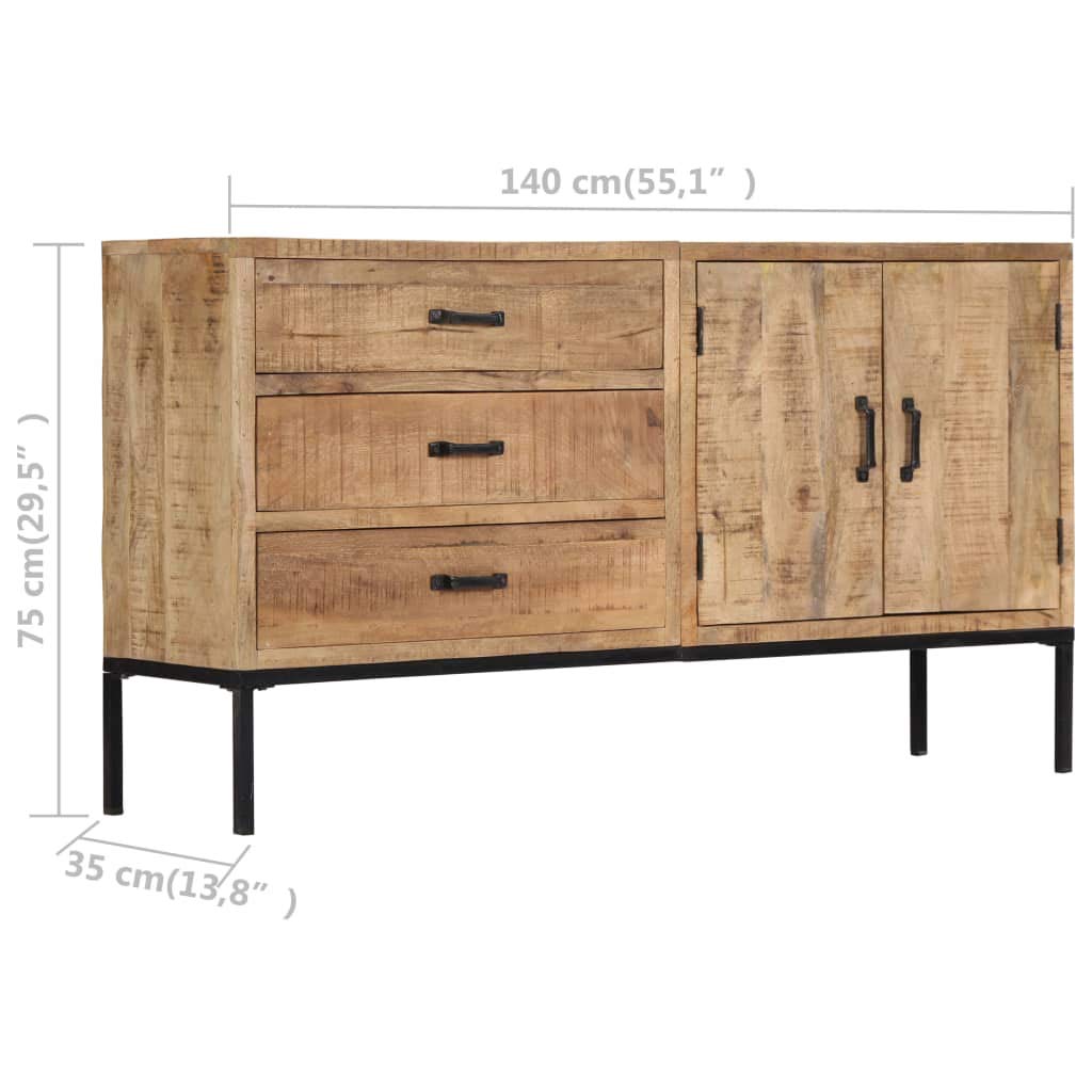 vidaXL Sideboard 55.1"x13.8"x29.5" Solid Mango Wood