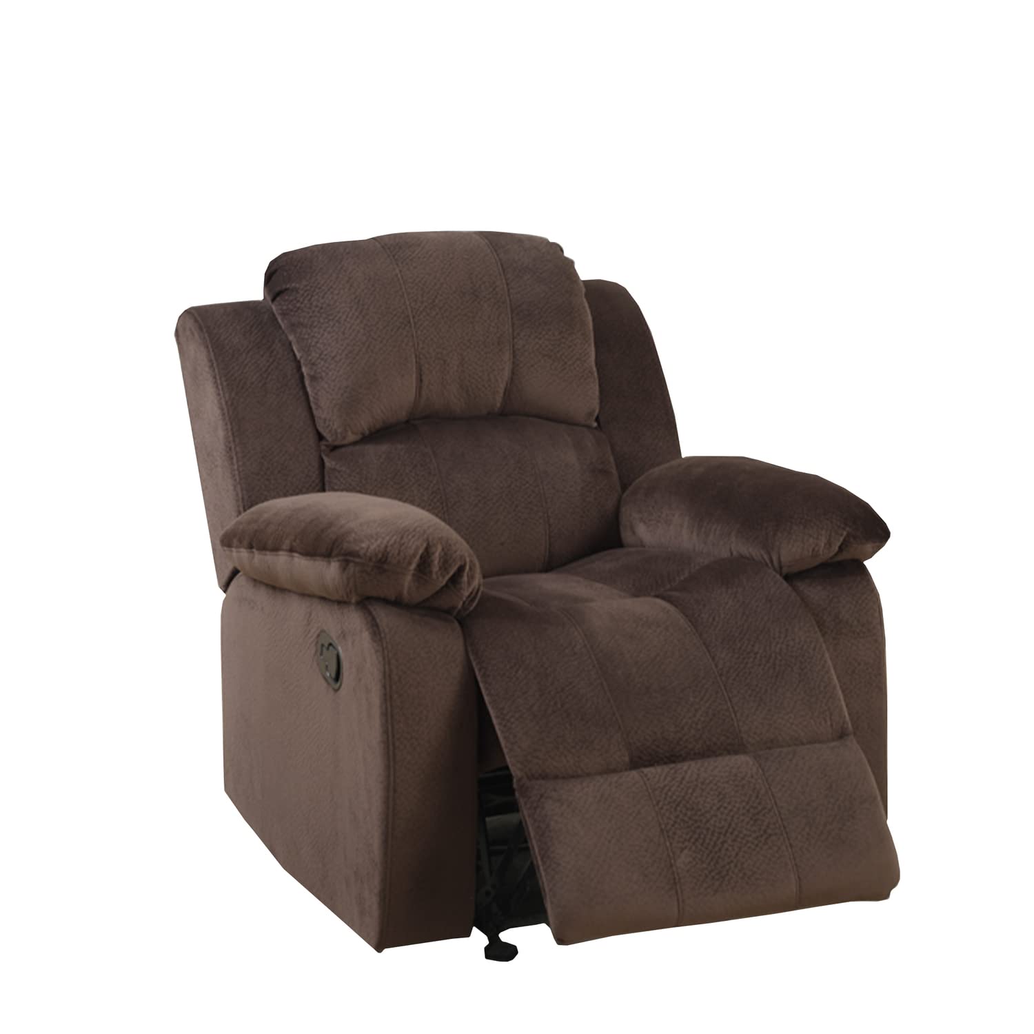 Benjara Rocker Choco Brown Suede Fabric Recliner,