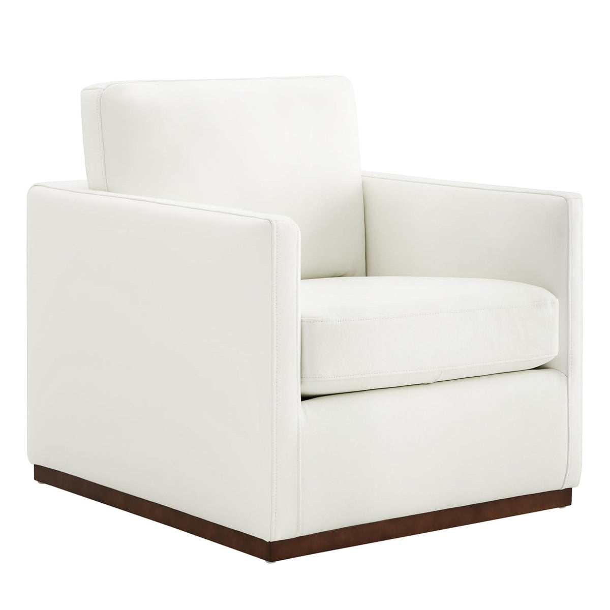Chita Genuine Leather Swivel Accent Chair, Fsc Certified Mid Century Modern Arm Chair For Living Room And Bedroom, Fully Assembl