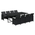 vidaXL Patio Dining Set 9 Piece with Cushions Garden Outdoor Terrace Balcony Table and Chair Seat Seating Furniture Poly Rattan Black
