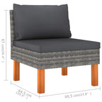vidaXL 6 Piece Patio Lounge Set with Cushions - Weather-Resistant Poly Rattan & Sturdy Eucalyptus Wood - Gray & Anthracite - Modern Farmhouse Style - Easy-to-Clean & Portable