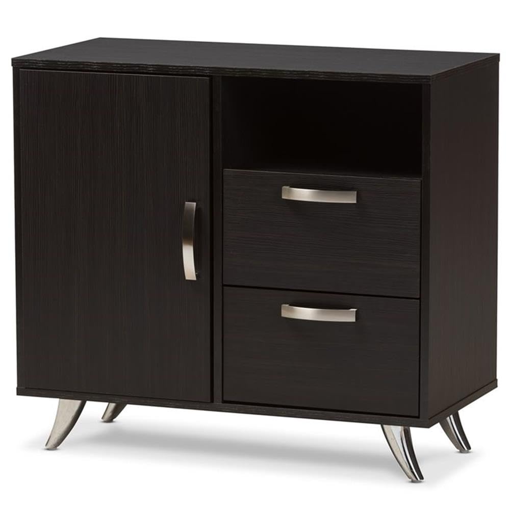 Baxton Studio Warwick Wood Top Buffet in Dark Brown