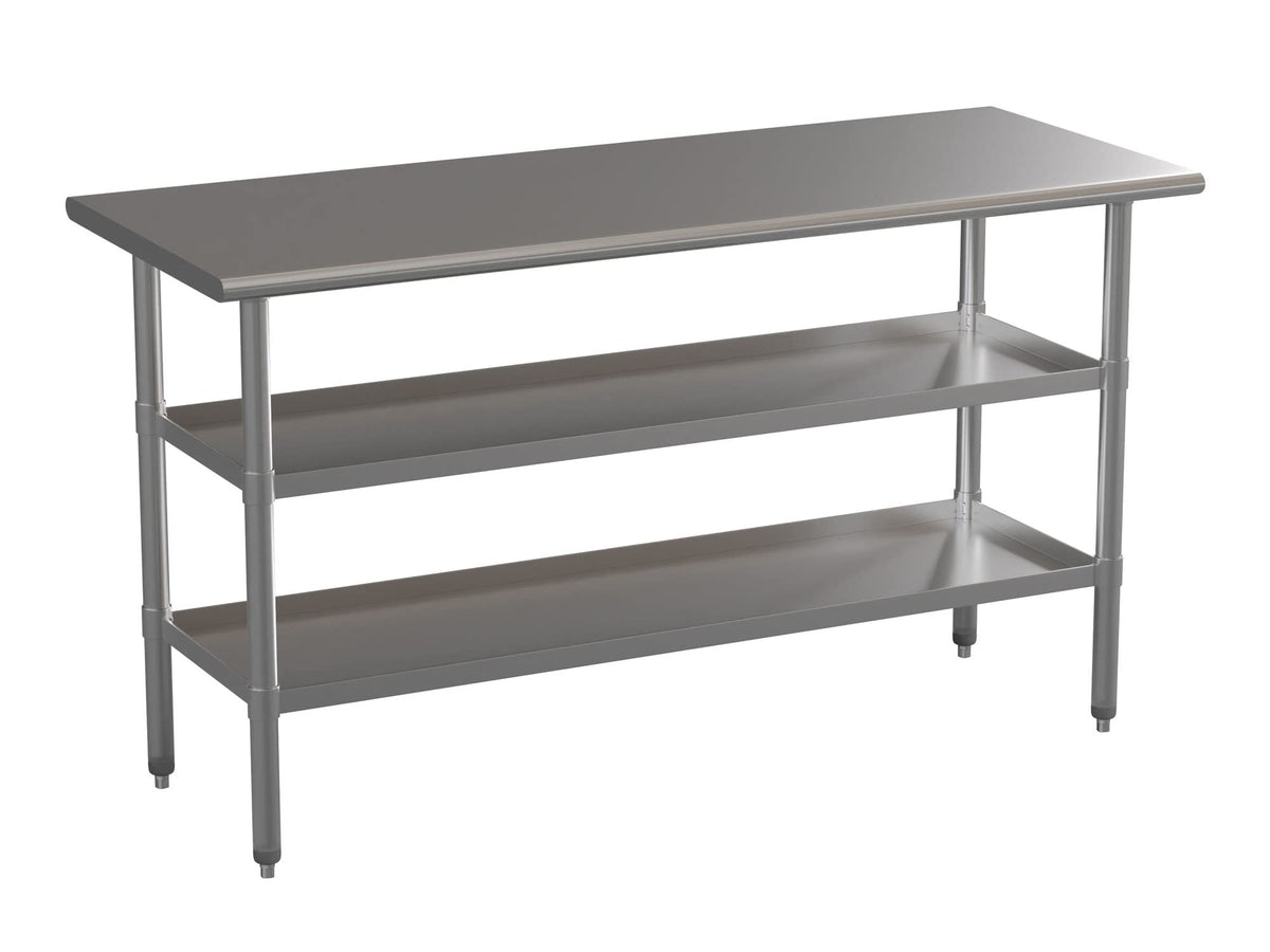 Flash Furniture Stainless Steel 18 Gauge Work Table with 2 Undershelves - 60&quot;W x 24&quot;D x 34.5&quot;H, NSF