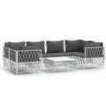 vidaXL 7 Piece Outdoor Patio Lounge Set with Cushions - Durable White Steel Structure, Modular Design, Comfortable Seating Exper