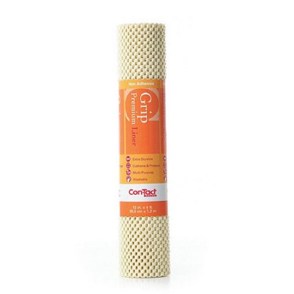 Con-Tact Brand Grip Premium Thick Non-Adhesive Shelf and Drawer Liner, 12'' x 4', Almond