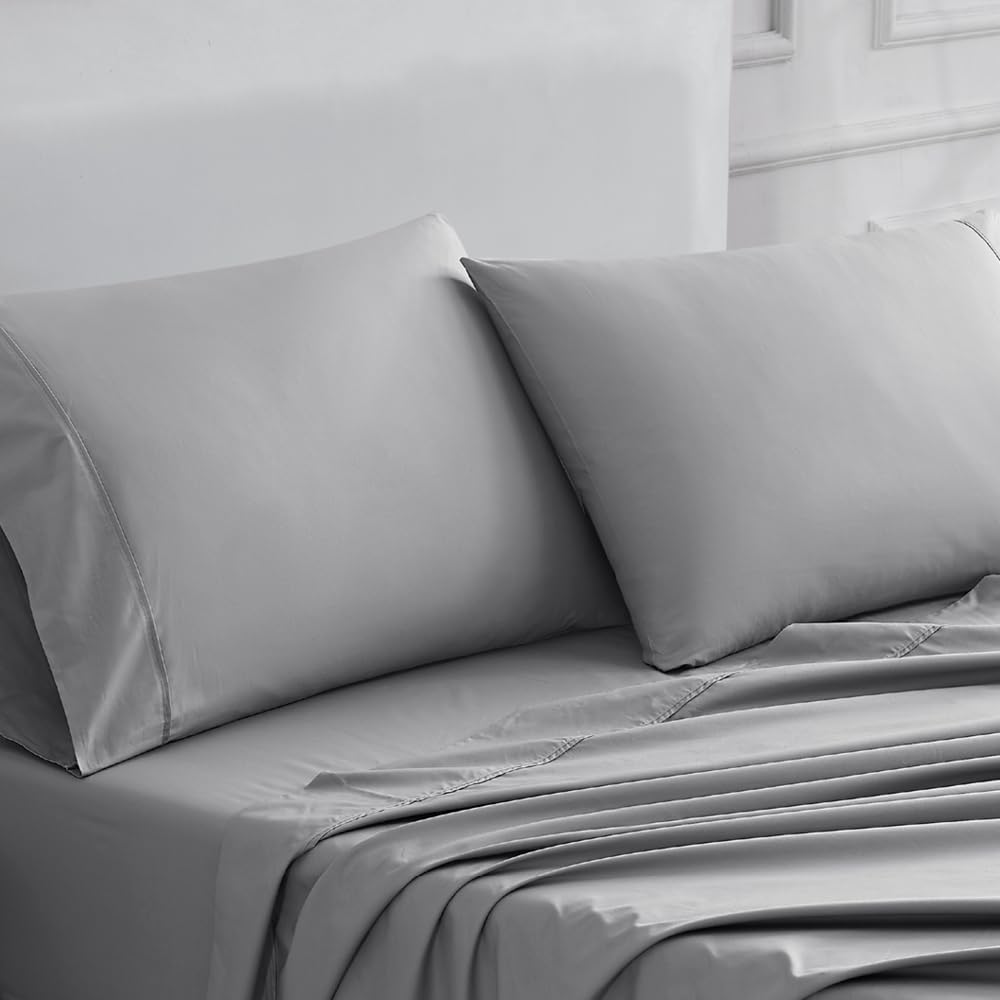 Linen Closet Luxury Cotton 400 Thread Count Ultimate Cotton Percale Standard Pillowcases, Set Of 2, Dark Gray