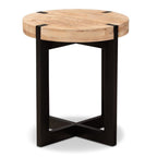 Baxton Studio Horace Rustic and Industrial Natural Brown Finished Wood and Black Finished Metal End Table Brown/Wood