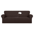 Purefit 100% Dual Waterproof Couch Cover Slipcovers For Couches And Sofas - Stretch Non Slip Fleece Sofa Covers Washable, Leakproof Furniture Protector For Kids, Pets, Dog (Sofa, Chocolate)