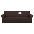 Purefit 100% Dual Waterproof Couch Cover Slipcovers For Couches And Sofas - Stretch Non Slip Fleece Sofa Covers Washable, Leakproof Furniture Protector For Kids, Pets, Dog (Sofa, Chocolate)