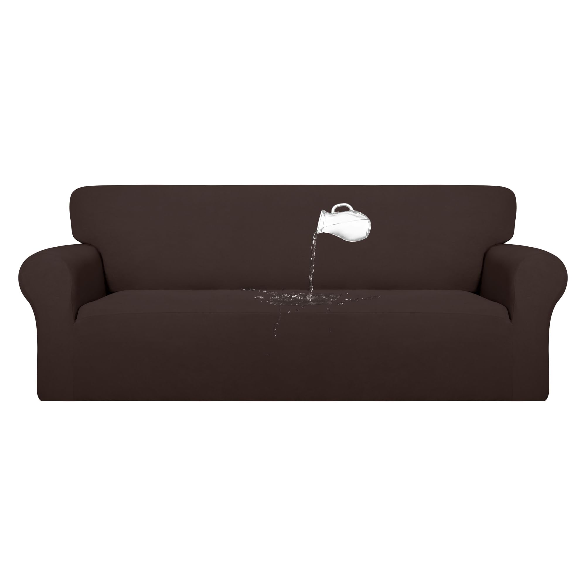 Purefit 100% Dual Waterproof Couch Cover Slipcovers For Couches And Sofas - Stretch Non Slip Fleece Sofa Covers Washable, Leakproof Furniture Protector For Kids, Pets, Dog (Oversized Sofa, Chocolate)
