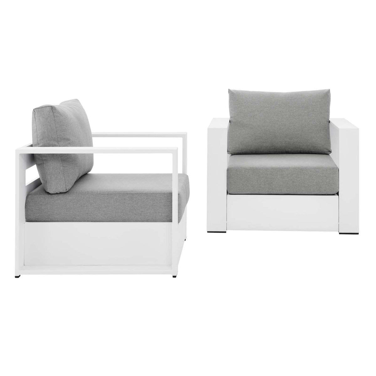 Modway Tahoe Aluminum 2-Piece Patio Set In White Gray