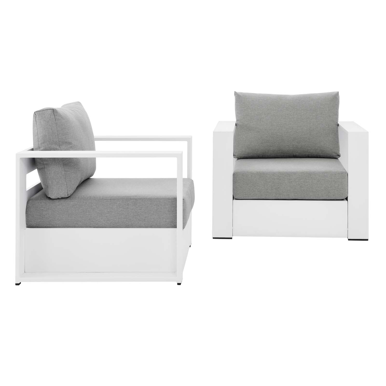Modway Tahoe Aluminum 2-Piece Patio Set In White Gray