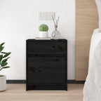 vidaXL Bedside Cabinet Black 15.7"x12.2"x19.7" Solid Wood Pine