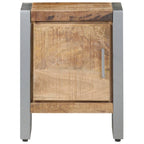 vidaXL Industrial Bedside Cabinet/Nightstand – 15.7"x11.8"x19.7" Rough Mango Wood & Gray Iron Frame - Bedroom Storage Design with Large Compartment