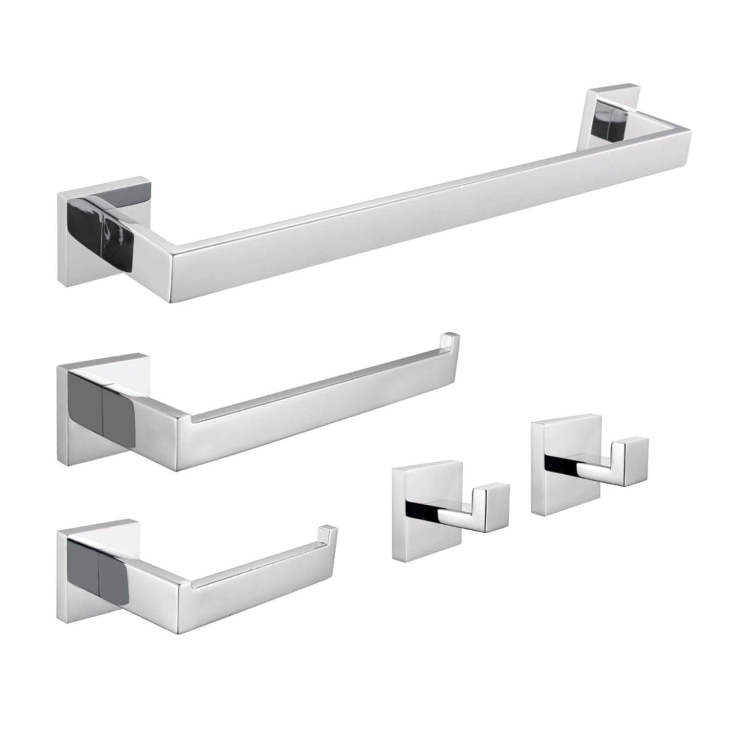 Kingston Brass BAHK6024778C Lasdun 5-Piece 18-Inch Towel Bar Bathroom Accessory Set in Polished Chrome