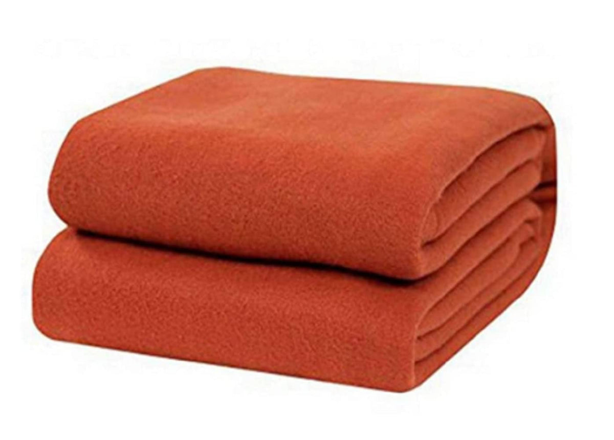 Wavva 500 TC Solid/Plain Lightweight Polar Fleece Single Warm or Hot Blanket (Orange, Standard, 90X60 Inches)