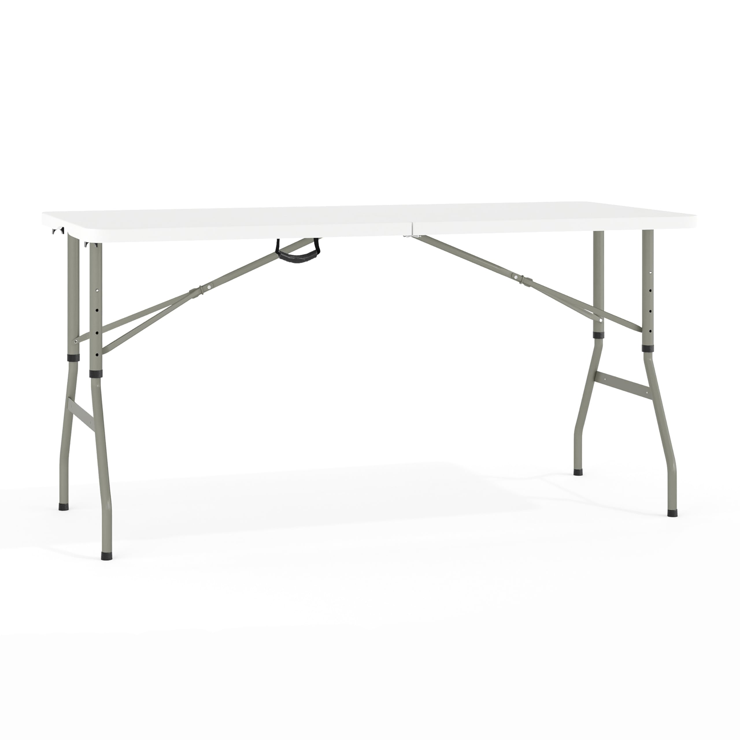 Flash Furniture Kathryn 5' Rectangular Plastic Folding Event Table with Carrying Handle, Bi-Fold Portable Banquet Table for Indoor/Outdoor Events, White