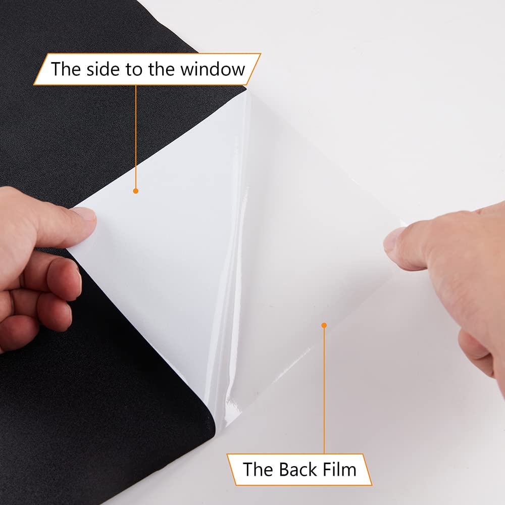 Finnez Blackwhiteout Window Film Privacy, No Glue Static Cling, Anti Uv, 100% Light Blocking Black Window Film For Home Or Offic