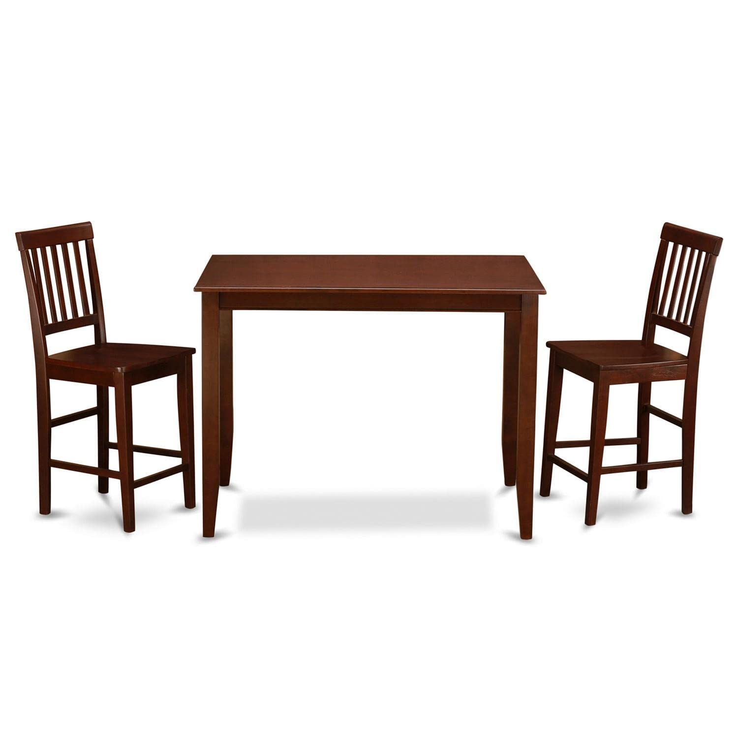 East West Furniture BUVN3-MAH-W Buckland 3 Piece Kitchen Counter Height Set Contains a Rectangle Pub Table and 2 Dining Room Chairs, 30x48 Inch, Mahogany