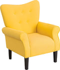Yoleny Modern Accent Chair,High Back Armchair,Upholstered Fabric Button Single Sofa With Wooden Legs For Living Room,Bedroom,Clu