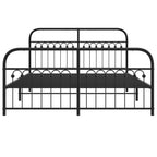 vidaXL Metal Bed Frame with Headboard and Footboard - Black Steel Double Bed 59.1x78.7 with Extra Storage Space - Sturdy Stable Frame Assembly Required